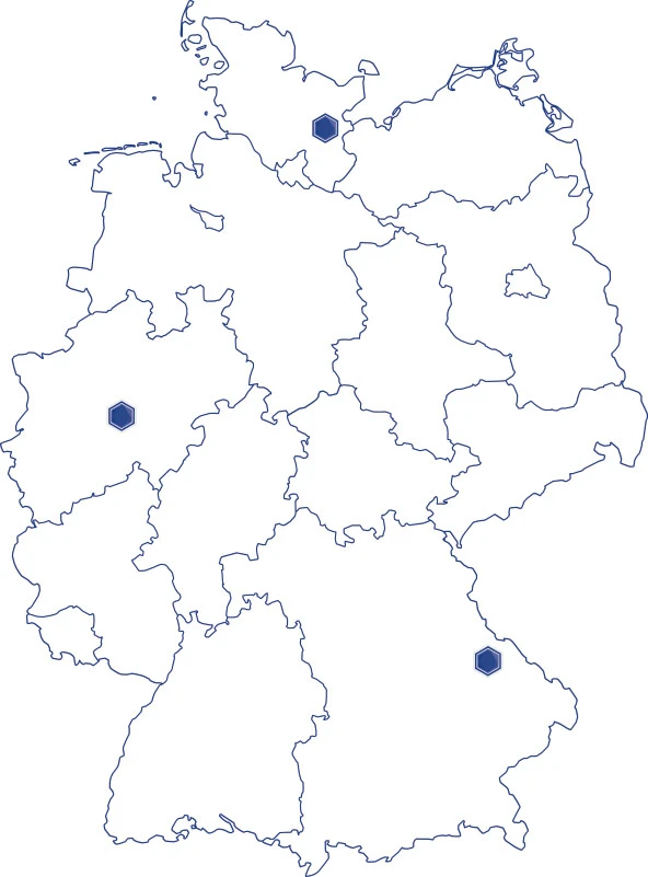 Deutschlandkarte mit den drei R.iT Standorten